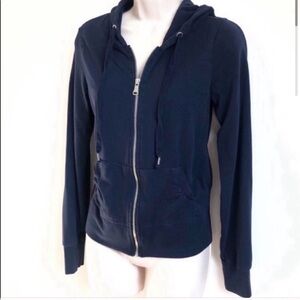 Express yoga full zip navy hooded long sleeve  top